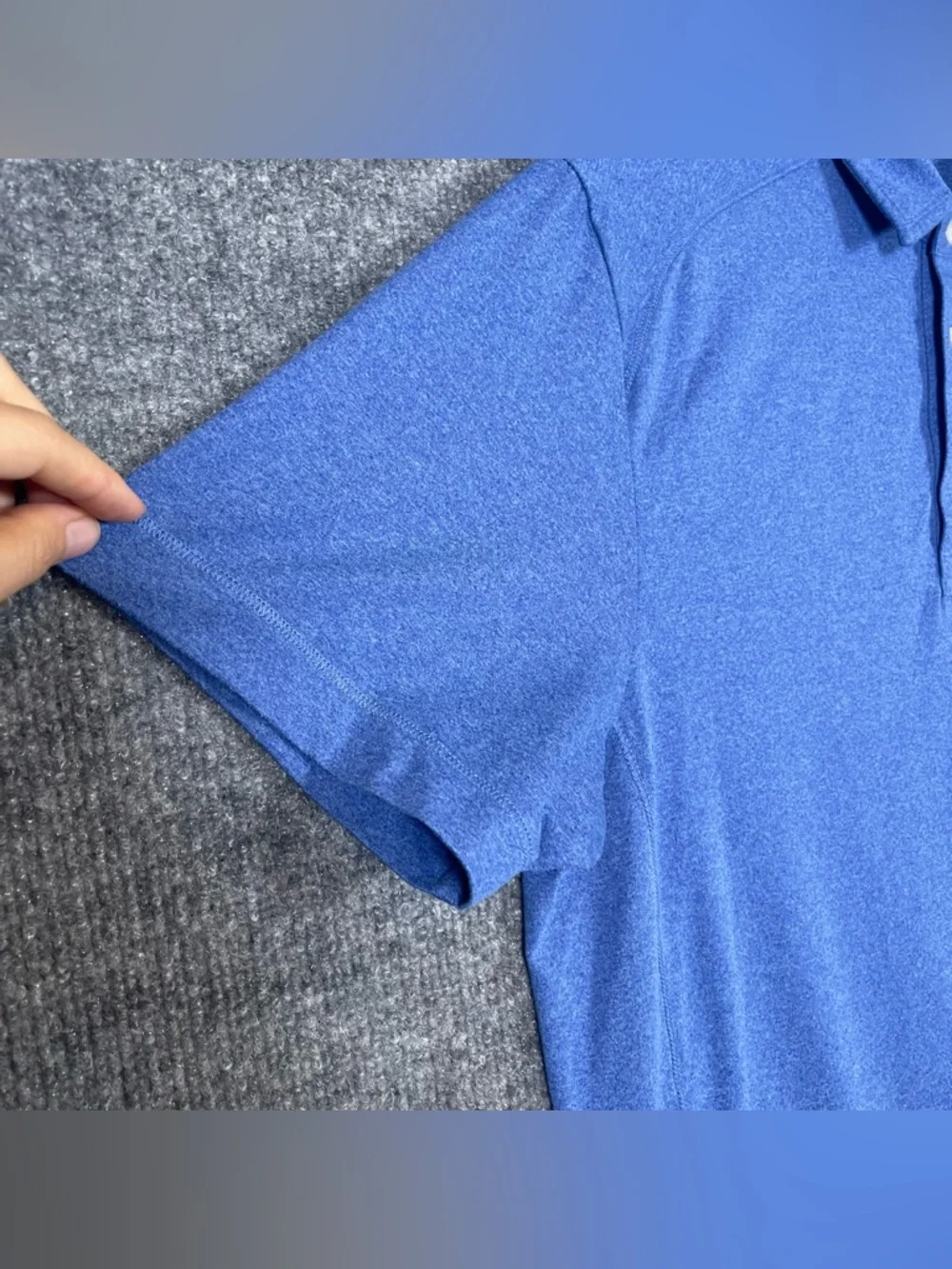 Untuckit Mens Medium Blue Short Sleeve Stretch Polo Preppy Casual Shirt - Picture 5 of 9